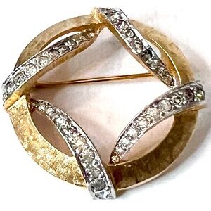 Elegant Gold & Silver Diamond Brooch